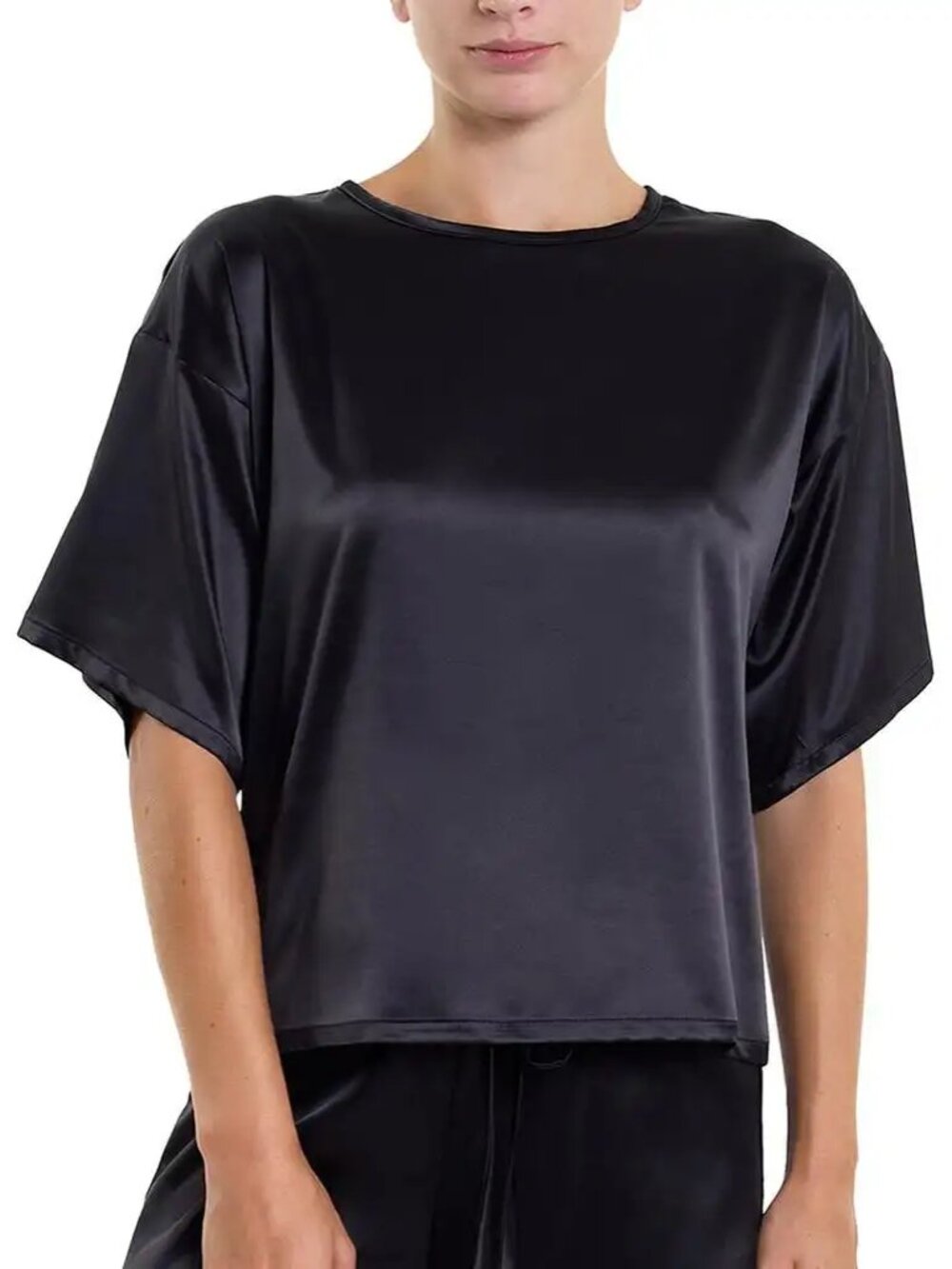NWT Hanky Panky Satin Sleep T-Shirt in Black - Size S - MSRP $85